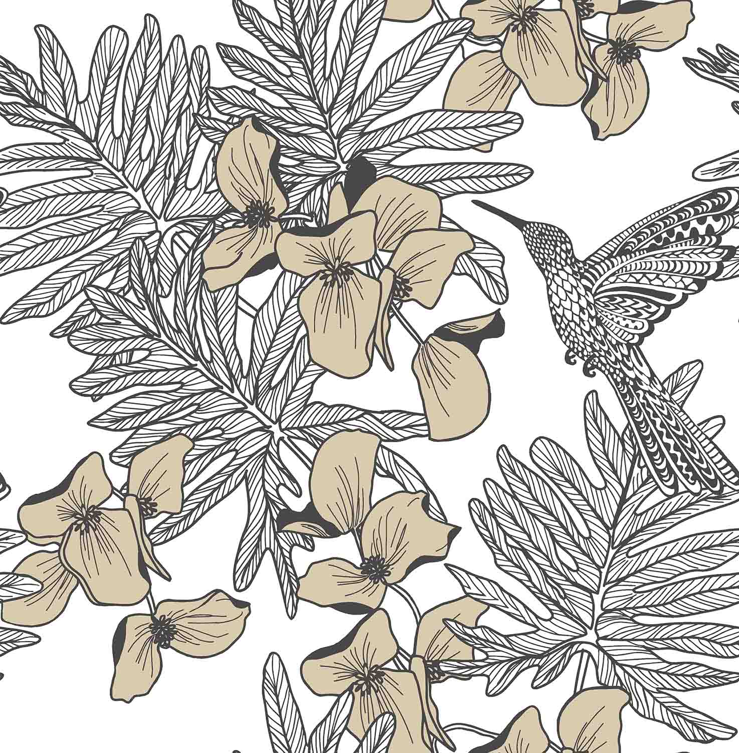 Обои 1838 Wallcoverings Aurora Hummingbird Jet 1804-117-06